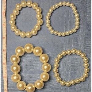 Lot of 4 Faux Pearl Stretch Bracelets